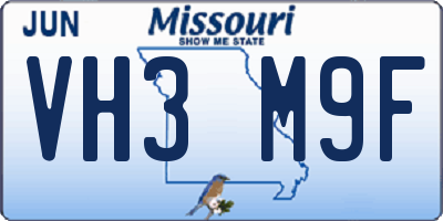 MO license plate VH3M9F