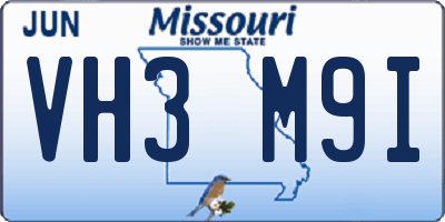 MO license plate VH3M9I