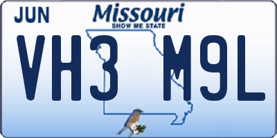 MO license plate VH3M9L