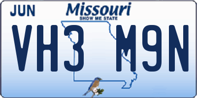MO license plate VH3M9N