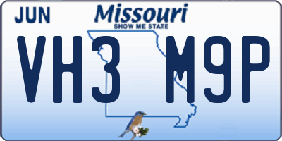MO license plate VH3M9P