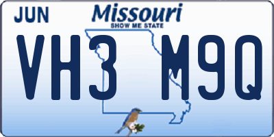 MO license plate VH3M9Q
