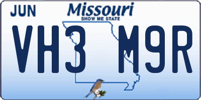 MO license plate VH3M9R