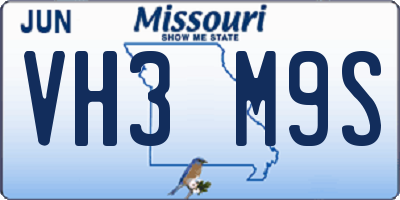 MO license plate VH3M9S