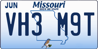 MO license plate VH3M9T