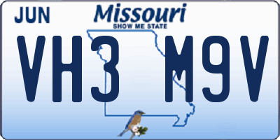 MO license plate VH3M9V
