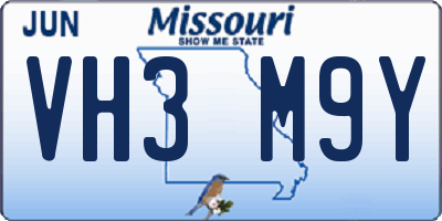 MO license plate VH3M9Y