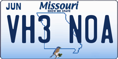 MO license plate VH3N0A