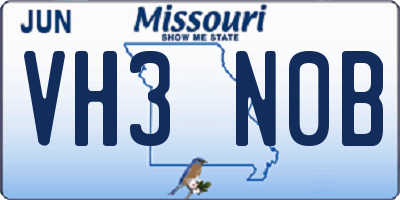 MO license plate VH3N0B