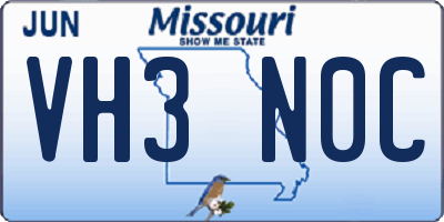 MO license plate VH3N0C