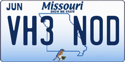 MO license plate VH3N0D