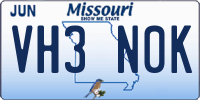 MO license plate VH3N0K
