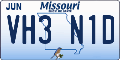 MO license plate VH3N1D