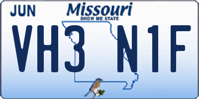 MO license plate VH3N1F