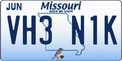 MO license plate VH3N1K