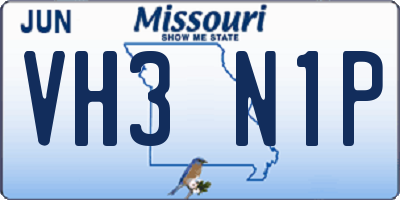 MO license plate VH3N1P