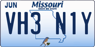 MO license plate VH3N1Y