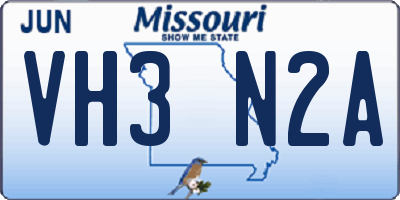 MO license plate VH3N2A
