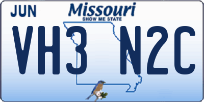 MO license plate VH3N2C