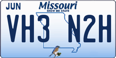 MO license plate VH3N2H