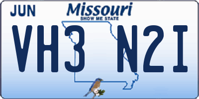 MO license plate VH3N2I