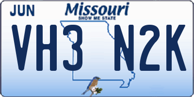 MO license plate VH3N2K