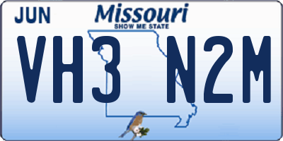 MO license plate VH3N2M
