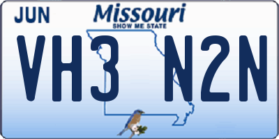 MO license plate VH3N2N