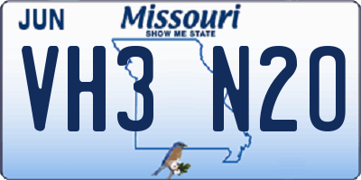 MO license plate VH3N2O