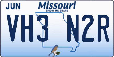 MO license plate VH3N2R