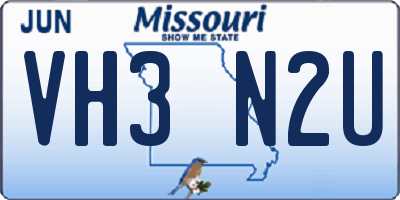 MO license plate VH3N2U