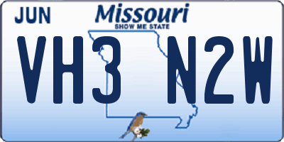 MO license plate VH3N2W