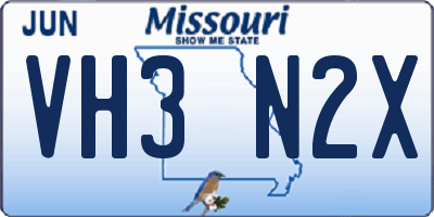 MO license plate VH3N2X