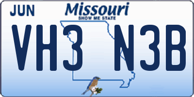 MO license plate VH3N3B