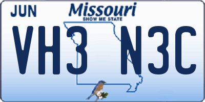 MO license plate VH3N3C