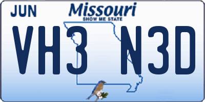 MO license plate VH3N3D