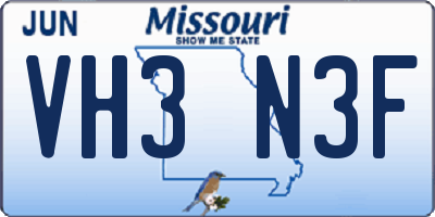 MO license plate VH3N3F