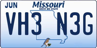 MO license plate VH3N3G