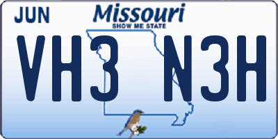 MO license plate VH3N3H