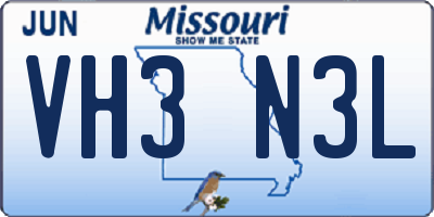 MO license plate VH3N3L