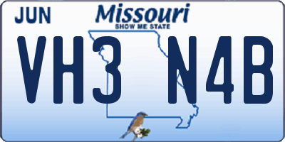 MO license plate VH3N4B