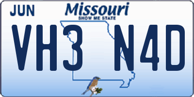 MO license plate VH3N4D