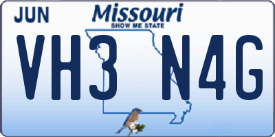 MO license plate VH3N4G