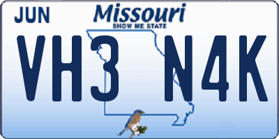 MO license plate VH3N4K