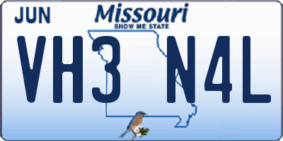 MO license plate VH3N4L