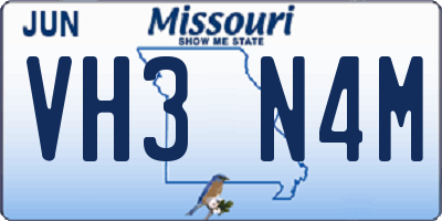 MO license plate VH3N4M