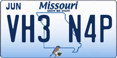 MO license plate VH3N4P