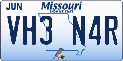 MO license plate VH3N4R