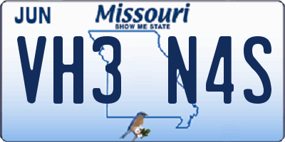 MO license plate VH3N4S