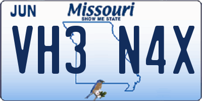 MO license plate VH3N4X